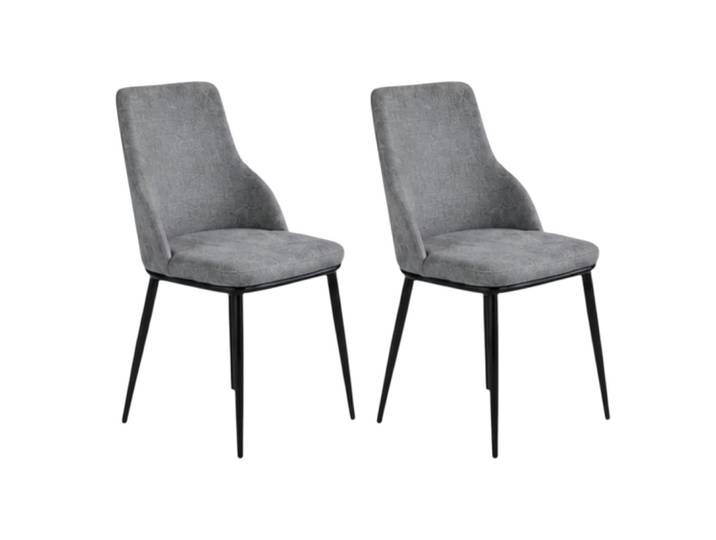Chaise tissu gris pieds métal noir (x2)