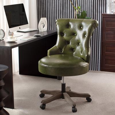 HUIMO Office Chair with Wheels, Adjustable Height, Linen Fabric Upholstered Computer Desk Chair Swivel