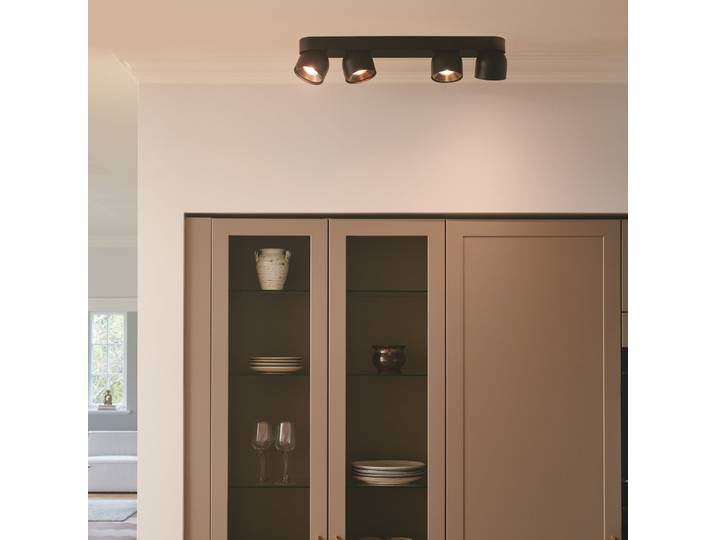 Pitcher Downlight, schwarz/messing, 4-flg., Metall - Nordlux - Flurbereich - Modern - Mehrflammig