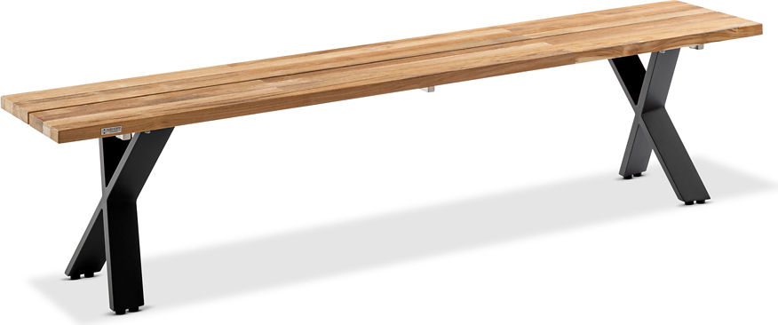 Niehoff Nemo Bank Aluminium X-Gestell Teak gebürstet