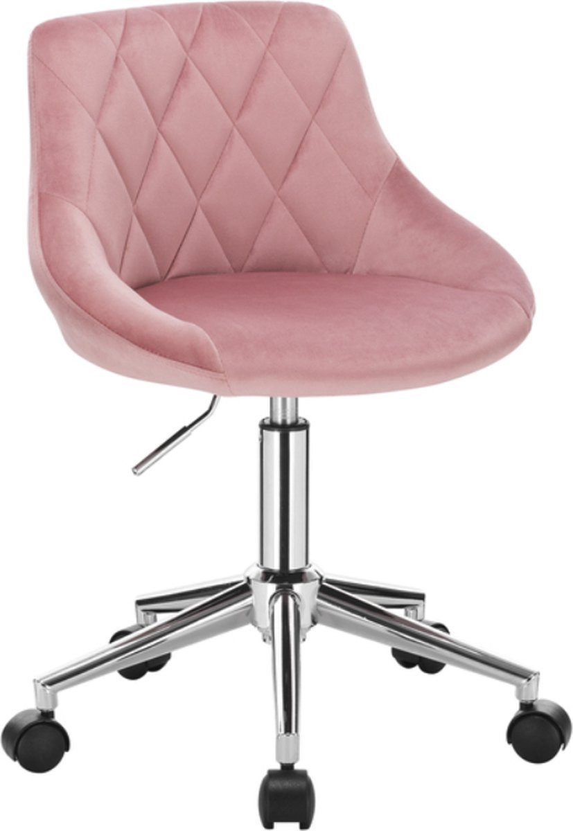 Bolt Edge Bureaustoel - Velvet - Roze - Ergonomisch - In hoogte verstelbaar - Op wielen