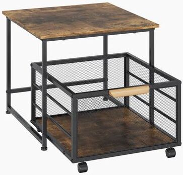 Garvee 20x20 In Mini Fridge Stand Rolling Basket Black Brown Iron Wood