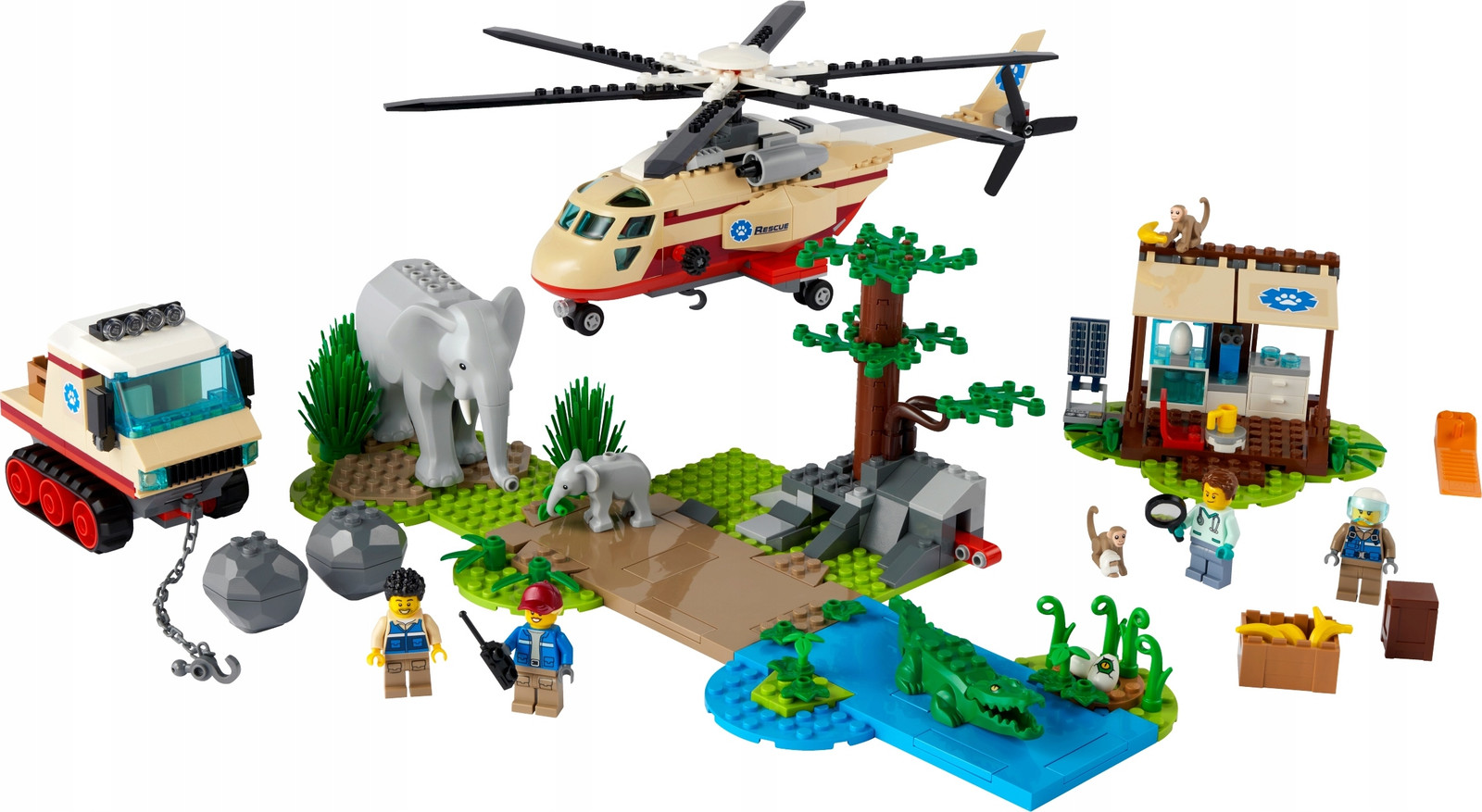 LEGO City Wildlife Redding van dieren met dierenarts en helikopter 60302