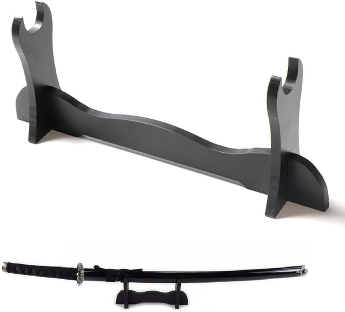 Elegante Zwarte Houten Katana Display Stand voor Samurai Zwaarden