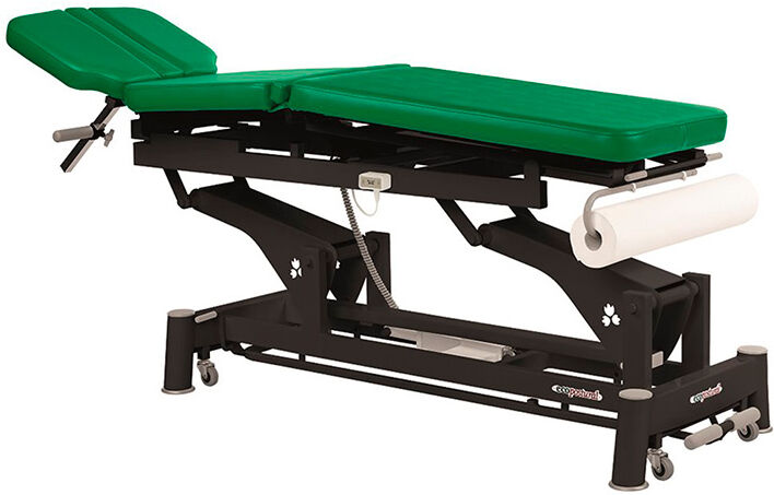 Marquesa elétrica Ecopostural multifuncional: três corpos com estrutura de biela preta e cabeça T05 (50 x 198 cm)