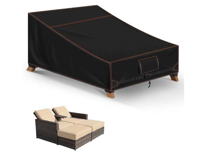 Gartenliege Abdeckung 210x150x40/90cm Wasserdicht UV-Schutz 420D Oxford Schwarz