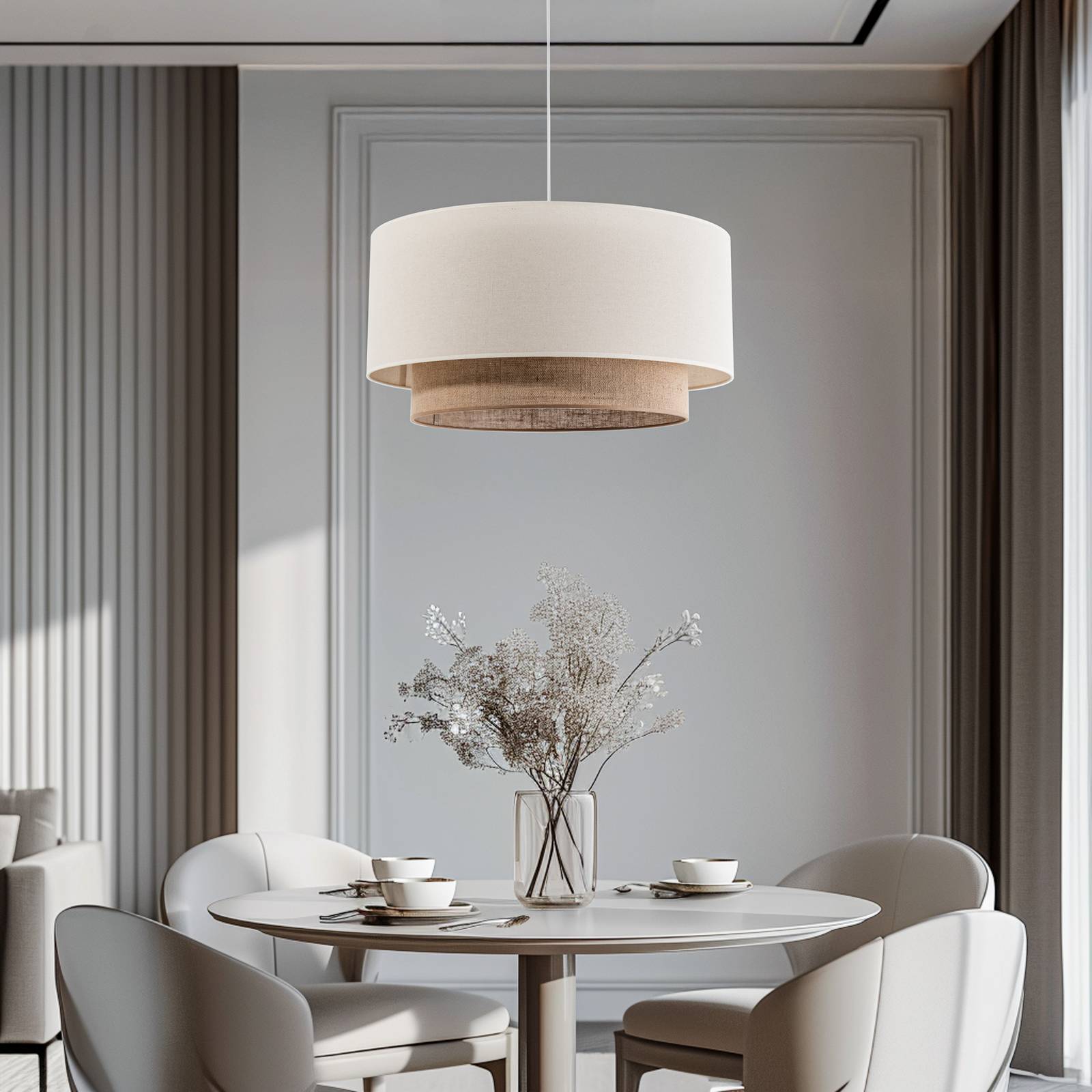Pendant Light Boho Duolla, dimmable, White / opal, Bedroom, metal, Ceiling Light