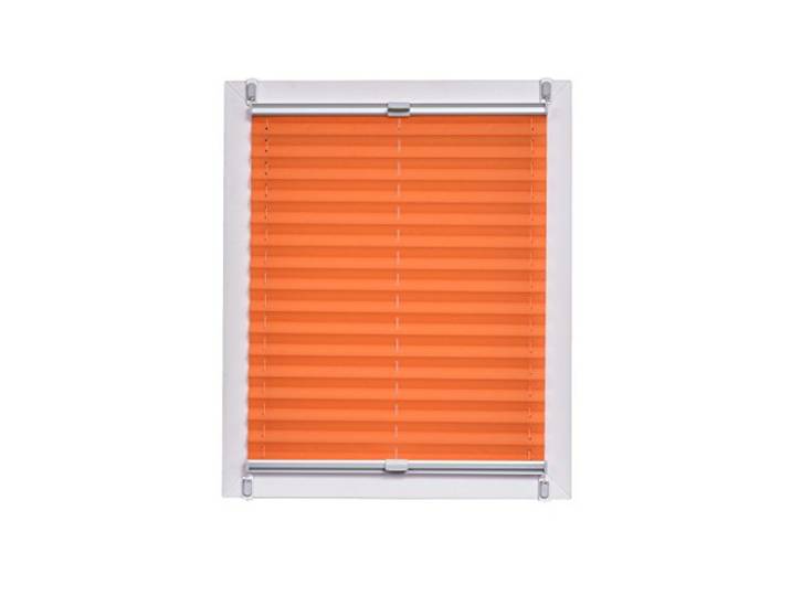 Sunlines Plissee Made in Germany, Tageslicht, Crepes Uni Klemmfix, Silbergraue Schiene, Stoff, Orange, 75 x 150cm