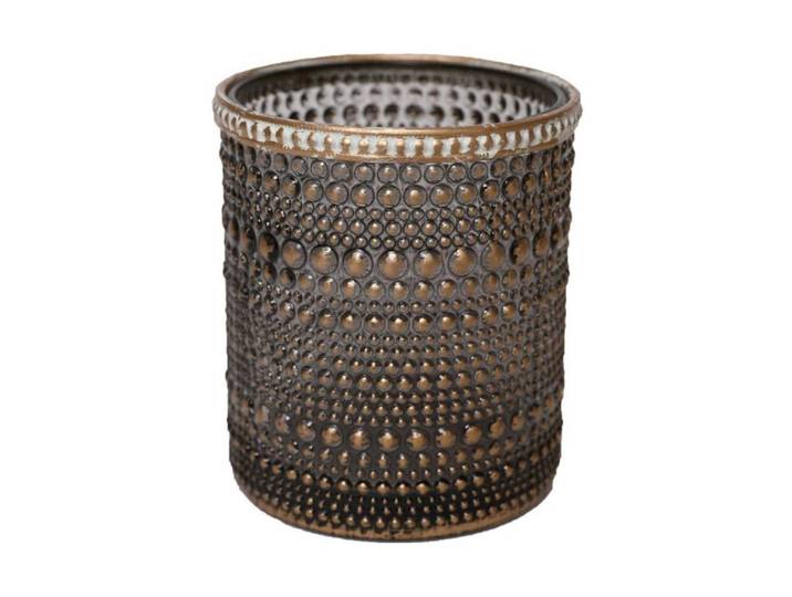 Windlicht CHALET Lingan 12 cm , gold (anthrazit, goldfarben), H:12cm Ø:10cm, Glas, Kerzenhalter, Windlicht