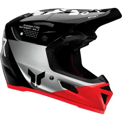 Thor Reflex Sport Strike, Motocrosshelm - Schwarz/Silber/Neon-Rot - S