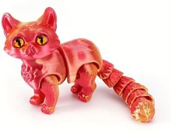 Inspire Daily Merch Movable Joint Gradient 3D Printed Cats Desktop Noctilucent Ornament Toy For Kids With Random Color Eyes orange