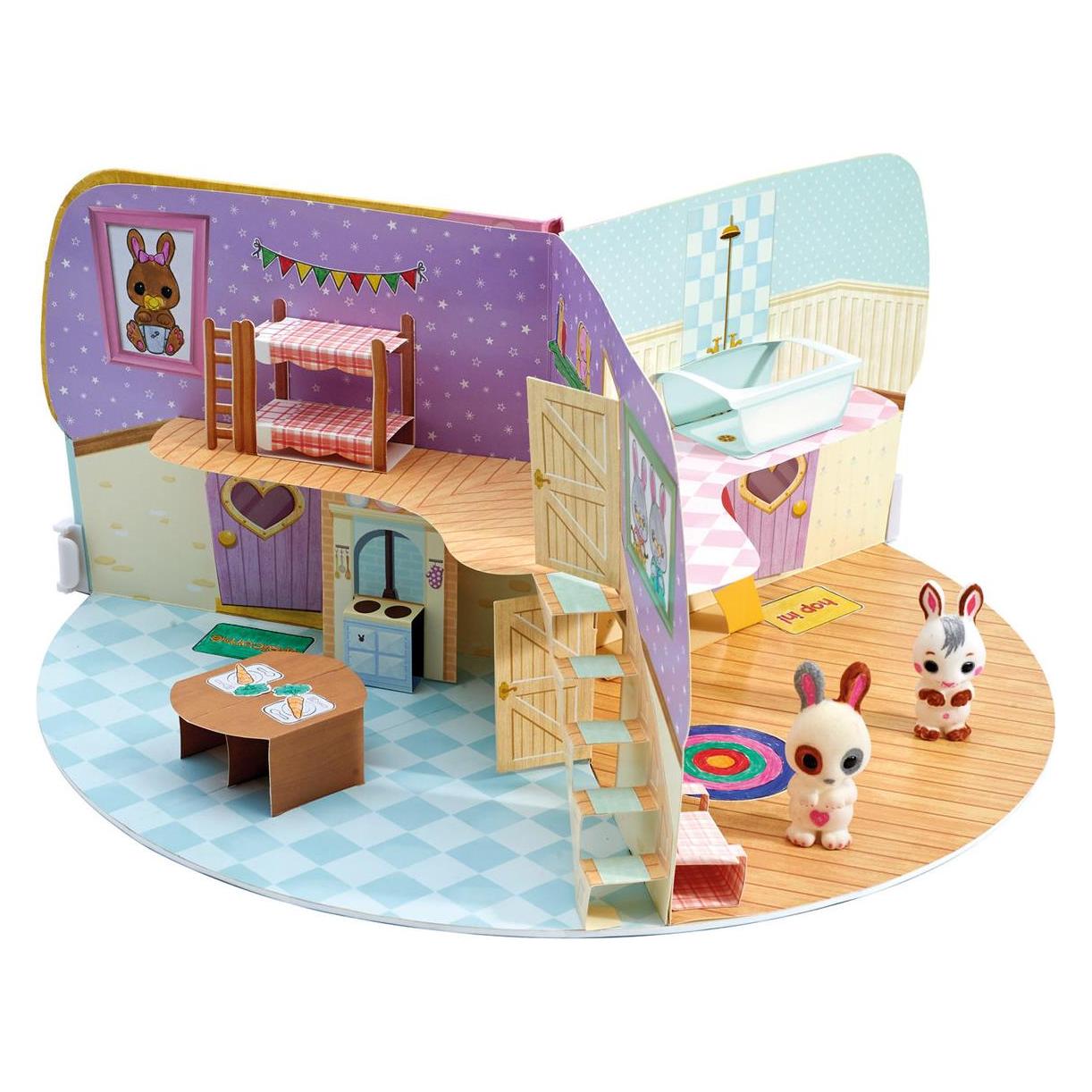 Fuzzikins Spielhaus Cottage Cottontail, mit 2 Häschen, Stiften etc. ab 4+ (E72789)