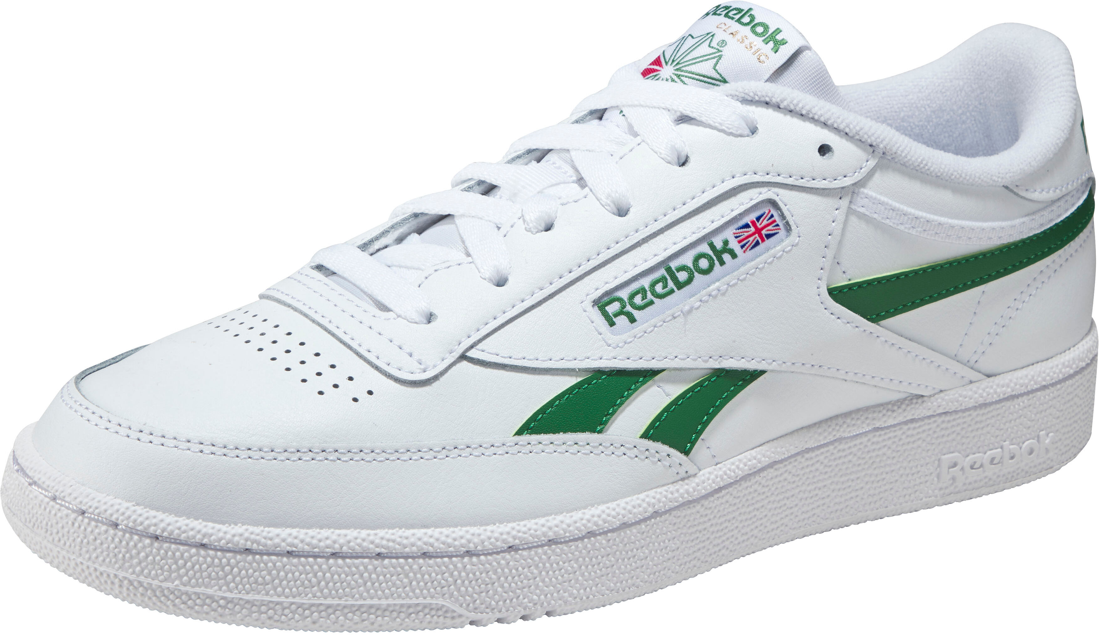 Sneaker REEBOK CLASSIC "Club C Revenge", Gr. 39, grün (weiß, grün), Leder, Schuhe Sneaker weiß, grün 39