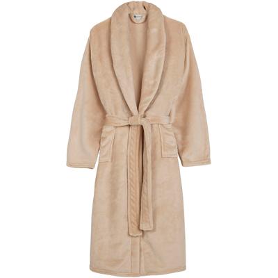 Bademantel GOOD MORNING "Good morning Bathrobe uni" Gr. XS, beige (sand), L:113cm, Kunstfaser, Hausmäntel, Bademantel, Schalkragen, Gürtel, Taschen, Damen & Herren, Velours, Glanz