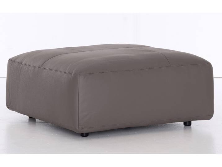 Hocker, Flachgewebe VALMONT & Leder PURO, Grau elephant puro, 100×43×100 cm, Landhausstil, Musterring