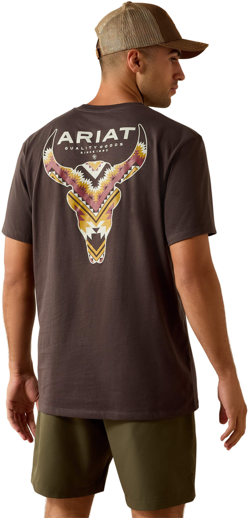 Men's Southwest Longest Horn Classic Fit T-Shirt in Vintage Black Cotton, Size: 2XL by Ariat