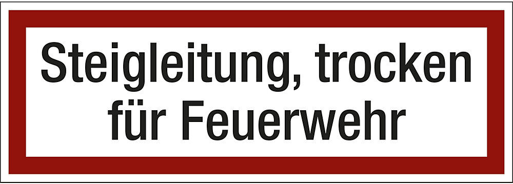 kaiserkraft Brandschutzkennzeichen für die Feuerwehr, Steigleitung, trocken für Feuerwehr, VE 10 Stk, Kunststoff, LxH 297 x 105 mm