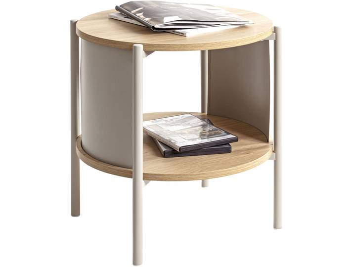Beistelltisch HAKU Nachtkonsole, Sofatisch, Wohnzimmertisch , braun (kaschmirgrau, kaschmirgrau, braun), B:44cm H:44cm T:44cm, Tische, Beistelltisch, rund - aus MDF Braun - Ø/H 44/44 cm