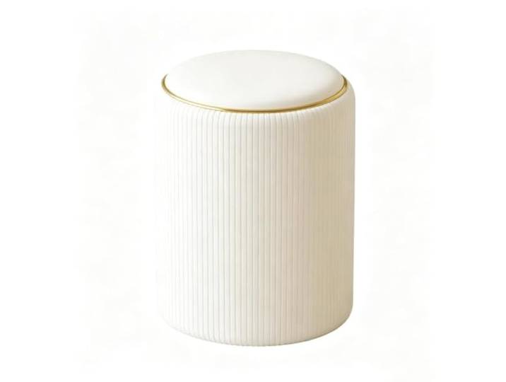 Roun Vanity Hocker, Aufbewahrungshocker Mit Lederpolsterung Multifunktionaler Fußhocker for Schlafzimmer und Wohnzimmer, hohler, versteckter Stauraum, Massivholzrahmen(White)