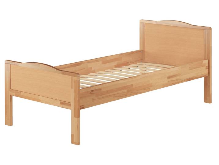 Schönes Seniorenbett Einzelbett Buche natur, 90x200 cm, stabil, mit Kopf- und Fußteil, für Motorrahmen geeignet