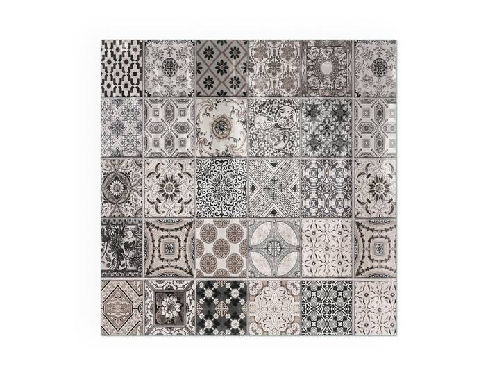 Tulup Kaminbodenplatte 60x60 cm - Dekorative Fliesenmuster, Schwarz, Glas, Quadratisch, 60x60x0.4 cm, Elektrogeräte, Heizgeräte, Elektrokamine