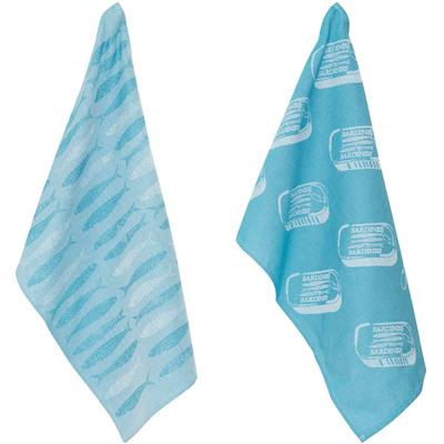 Geschirrtuch PAD "SARDINE", blau (aqua), B:50cm H:1cm L:70cm, 100% Baumwolle, Geschirrtücher, Geschirrtuch, 100% Baumwolle, 50x70 cm