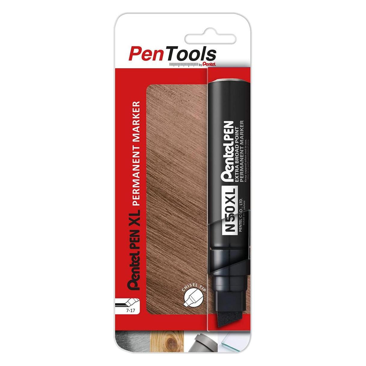 Pentel Permanent-Marker N50XL, Keilspitze, schwarz (1x) (N50XL-PRO1AEU)