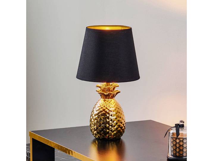 Reality Leuchten Tischlampe Pineapple, messing / gold, für Wohn- / Esszimmer, Keramik, Modern, Tischlampe