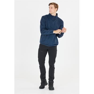 Fleecejacke WHISTLER "Sampton", Herren, Gr. M, blau (dunkelblau, denim), 100% Polyester, meliert, lang, hoch geschlossener Ausschnitt, Jacken Fleecejacke, aus schnell trocknenden Materialien