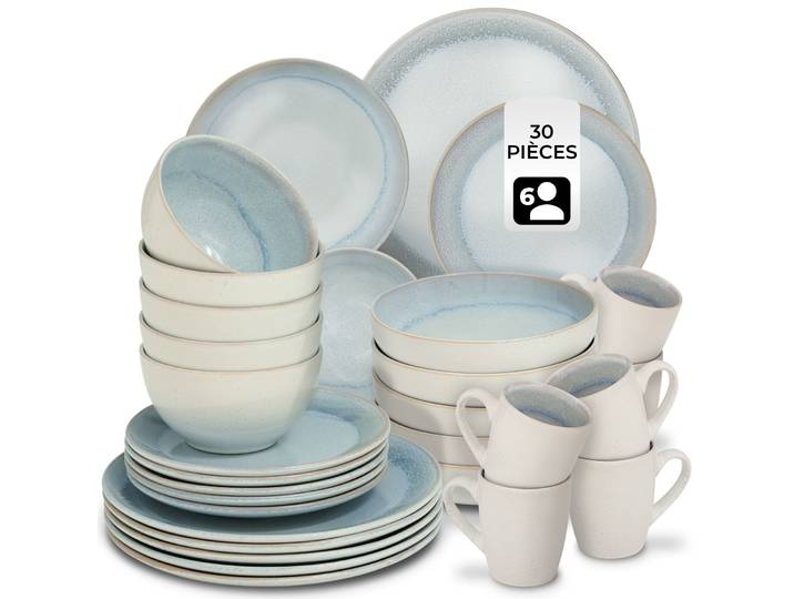 Set de vaisselle MARE en faïence pour 6 personnes - gris