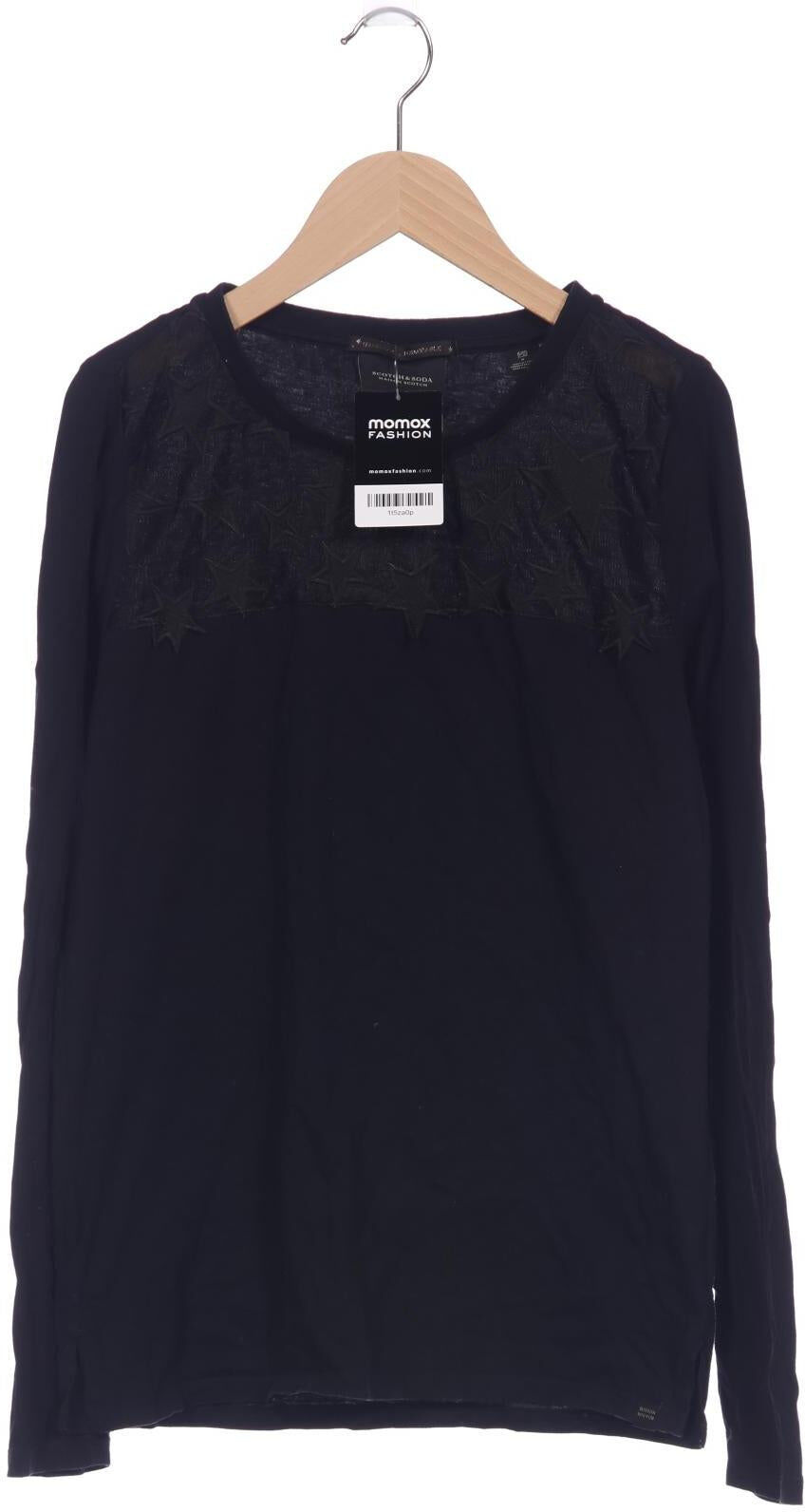Maison Scotch Damen Langarmshirt, Schwarz, Gr. S, Baumwolle / Modal / Synthetik - Second Hand
