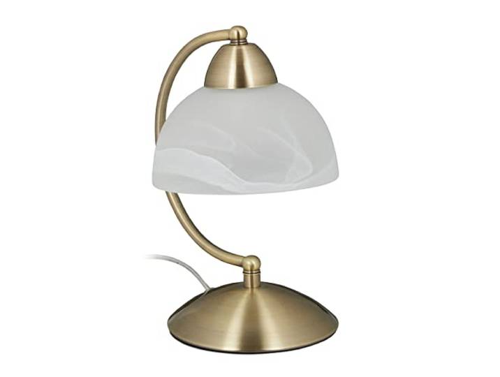 Relaxdays 10029517_748 Lampe de Table Vintage\, Tactile\, Verre et Fer\, réglable\,décoration\,E14\, 230 VHlP 25x15x19cm\, Laiton\, 40 W\, Or\, 1 élément