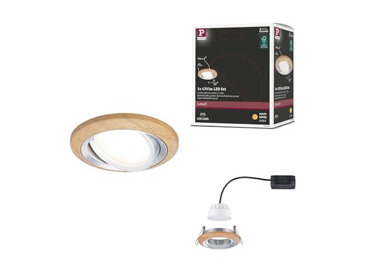 Paulmann ENC Kit Lanati Coin orientable LED 1x6W 470lm 230V Bois Alu 92240