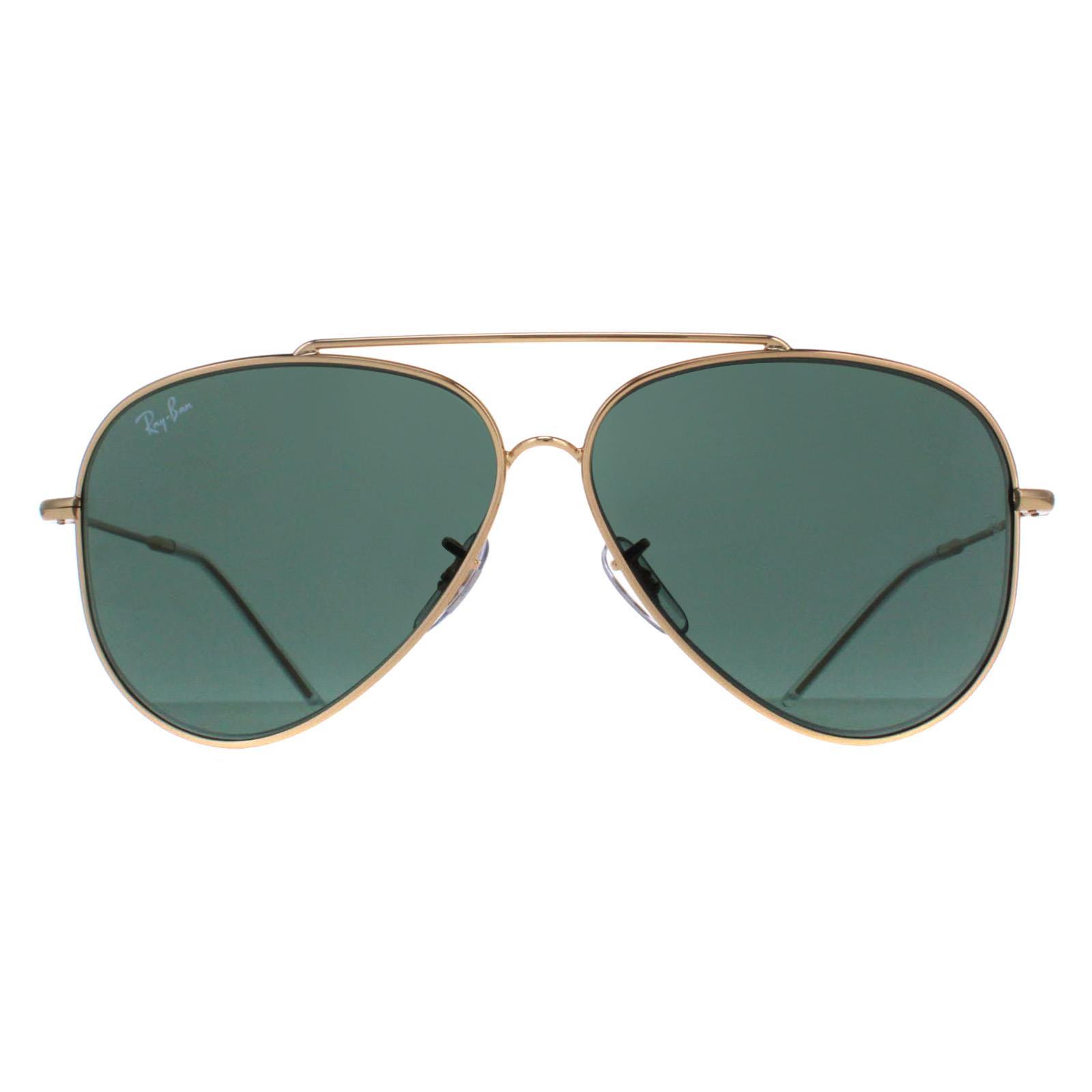 Ray-Ban Aviator Unisex Goud Groen RB0101S Achterzijde