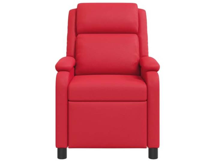 Roter Sessel aus Kunstleder mit Verstellung von 115-160 Grad Kunstleder 60% PU, Metallrahmen und Holz, schwarze Kunststoffbeine, Reinigung mit feuchtem Tuch für Zuhause und Büro