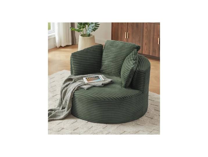 Fauteuil lounge rond surdimensionné velours côtelé orange fauteuil nuage moderne assise profonde salon chambre 124x113x86cm