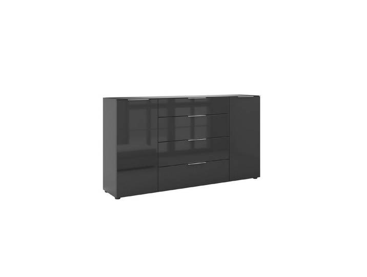 freiraum Sideboard style, in anthrazit matt - Anthrazitglas - 180x98,7x40cm (BxHxT)