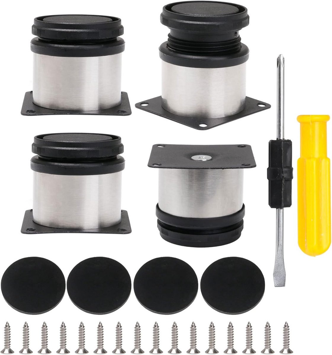 Verstelbare RVS Meubelpoten Rond Zwart en Zilver 50mm - 4 Stuks