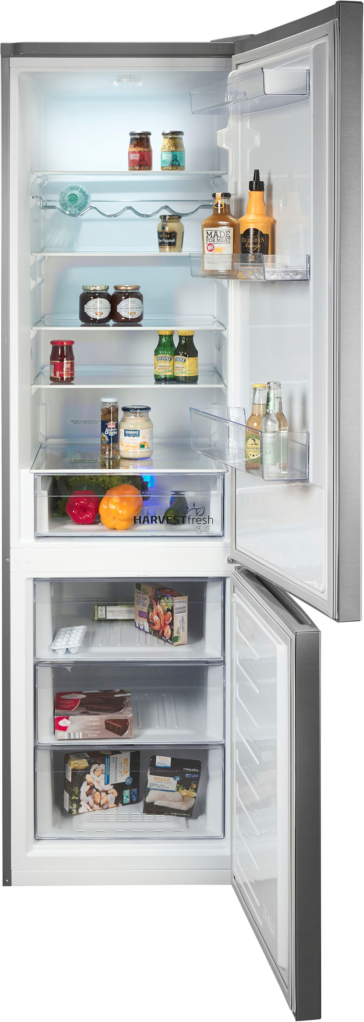 Beko Kühl-/Gefrierkombination "RCSA406K60XBN", Energieeffizienz: C, silber (grau), Rechtsanschlag, LowFrost, Kühlschränke, Kein manuelles Abtauen mehr dank automatischer Abtauung, Kühl-/Gefrierkombination
