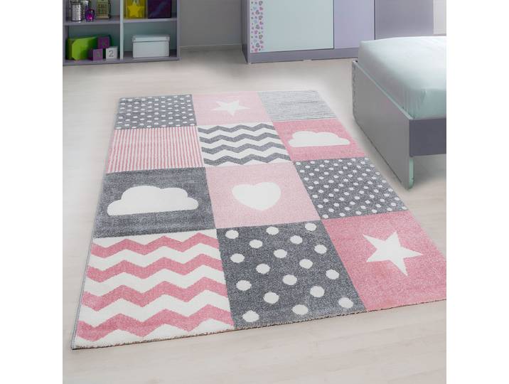 Kinderteppich Kids Patchwork 80 x 150cm Pink