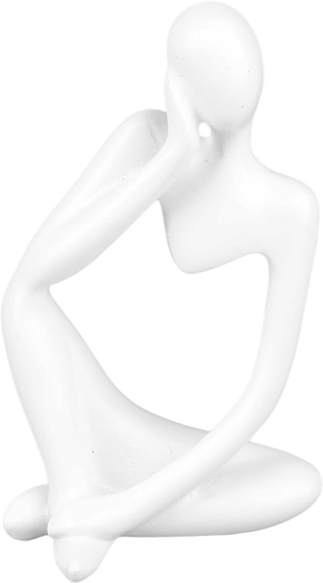 Hars Denker Beeld - Abstract Wit Sculptuur voor Woonkamer Decoratie