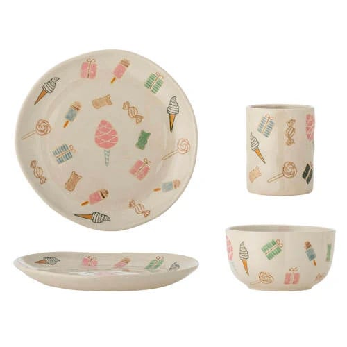 Bloomingville Mini Sweets serviesset van 3 stuks, beige en meerkleurig keramiek
