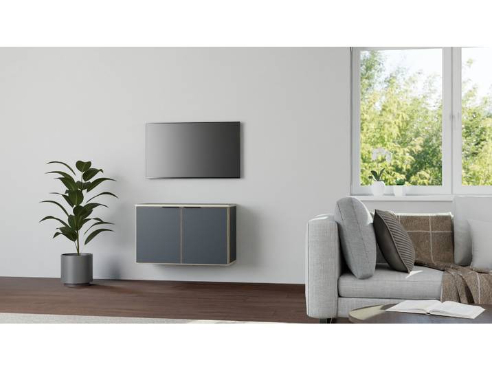 Hängesideboard Premium Dekore Schwarz Multiplex Kante