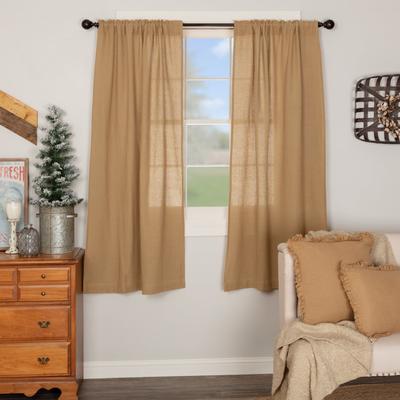 VHC Brands Farmhouse Curtains VHC Cotton Burlap Short Panel 63x36 Pair Rod Pocket Cotton Solid Color - Short Panel 63x36