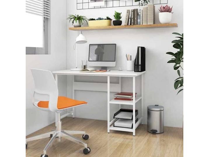 Bureau d'ordinateur blanc - Happiness - 105x50x72 cm - MDF et métal - Blanc - Style classique intemporel