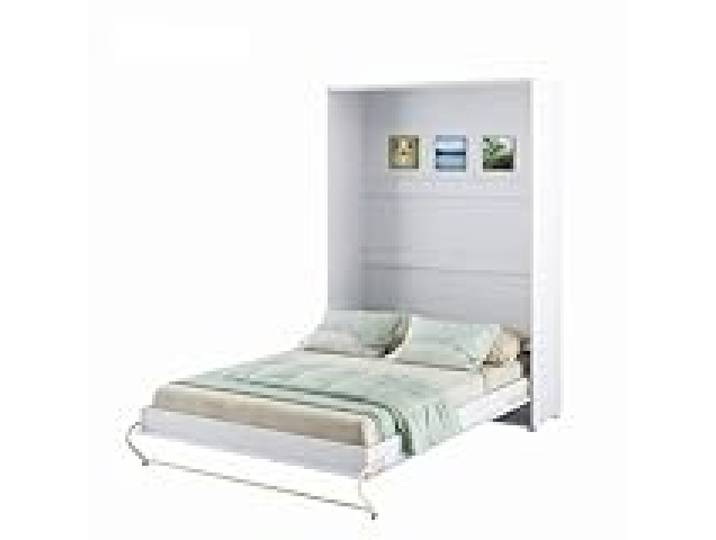 Lenart Lit escamotable Matelas Inclus Vertical 140x200cm Blanc Brillant Lit Rabattable Consus Pro