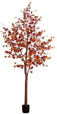 Nearly Natural 9-ft Pre-Lit Grand Autumn Eucalyptus Artificial Fall Tree - Green