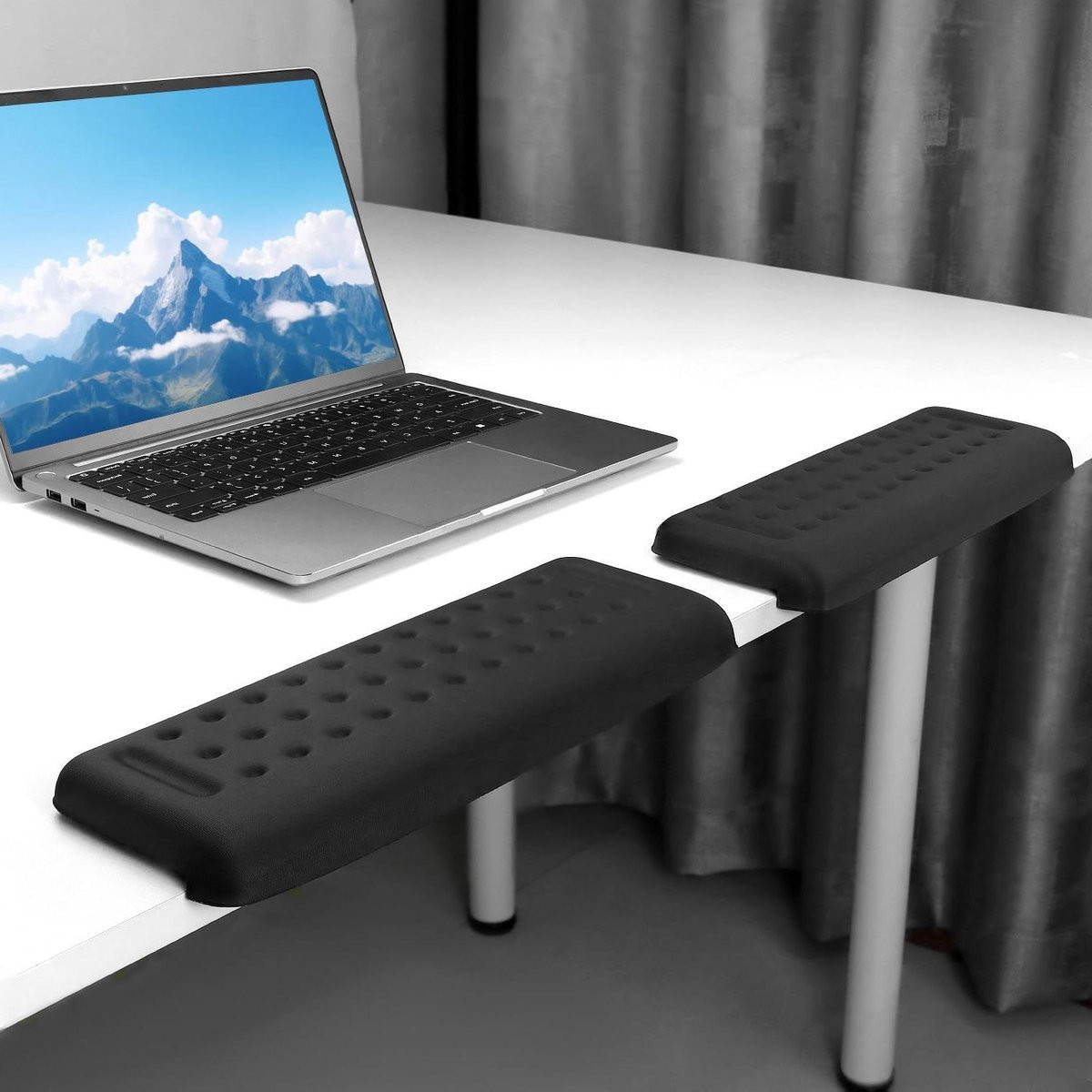 Set van 2 Ergonomische L-vormige Armsteunen van Geheugenschuim - Zwart