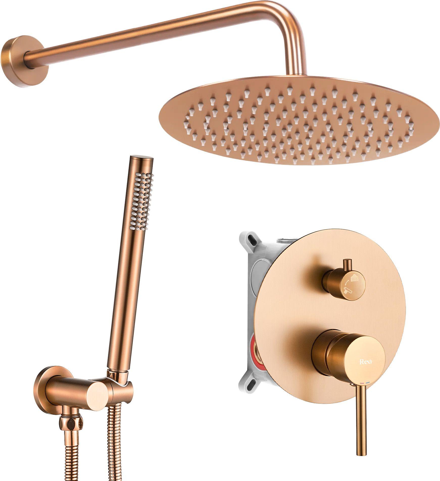 Unterputz Duschgarnitur Rea LUNGO brushed copper + box