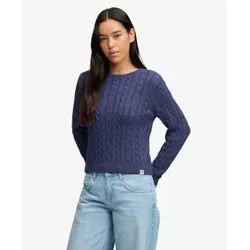 Superdry für Damen. W6110801A Essentials Kabelpullover marine (XS), Lässig, Baumwolle